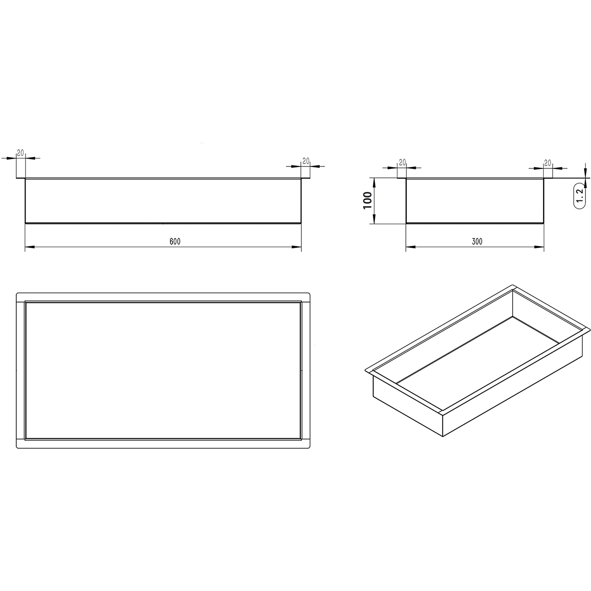 Wiesbaden Demis Inbouwnis - 30x60x10cm - Geborsteld Messing