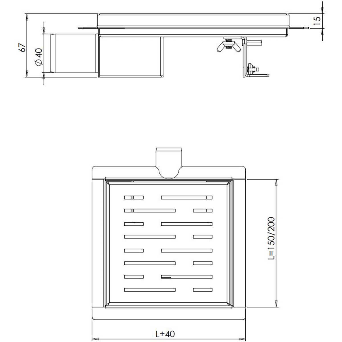 Wiesbaden Doucheput met Flens - Zijuitlaat - 20x20cm - RVS