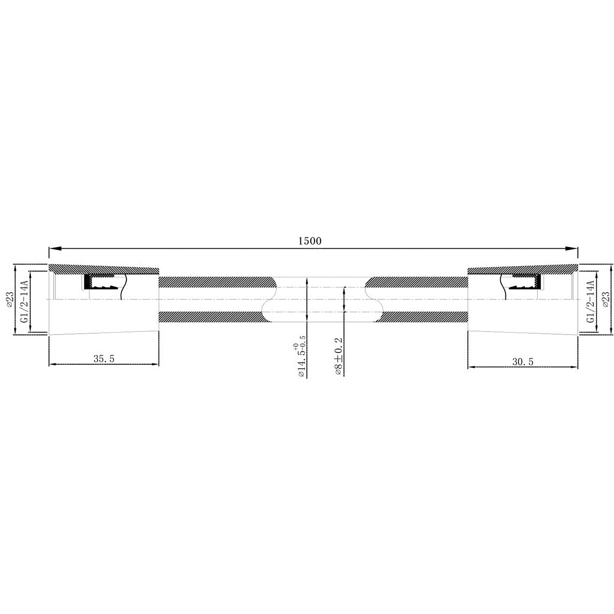 Wiesbaden Doucheslang - Kunststof - 150cm - Mat Zwart