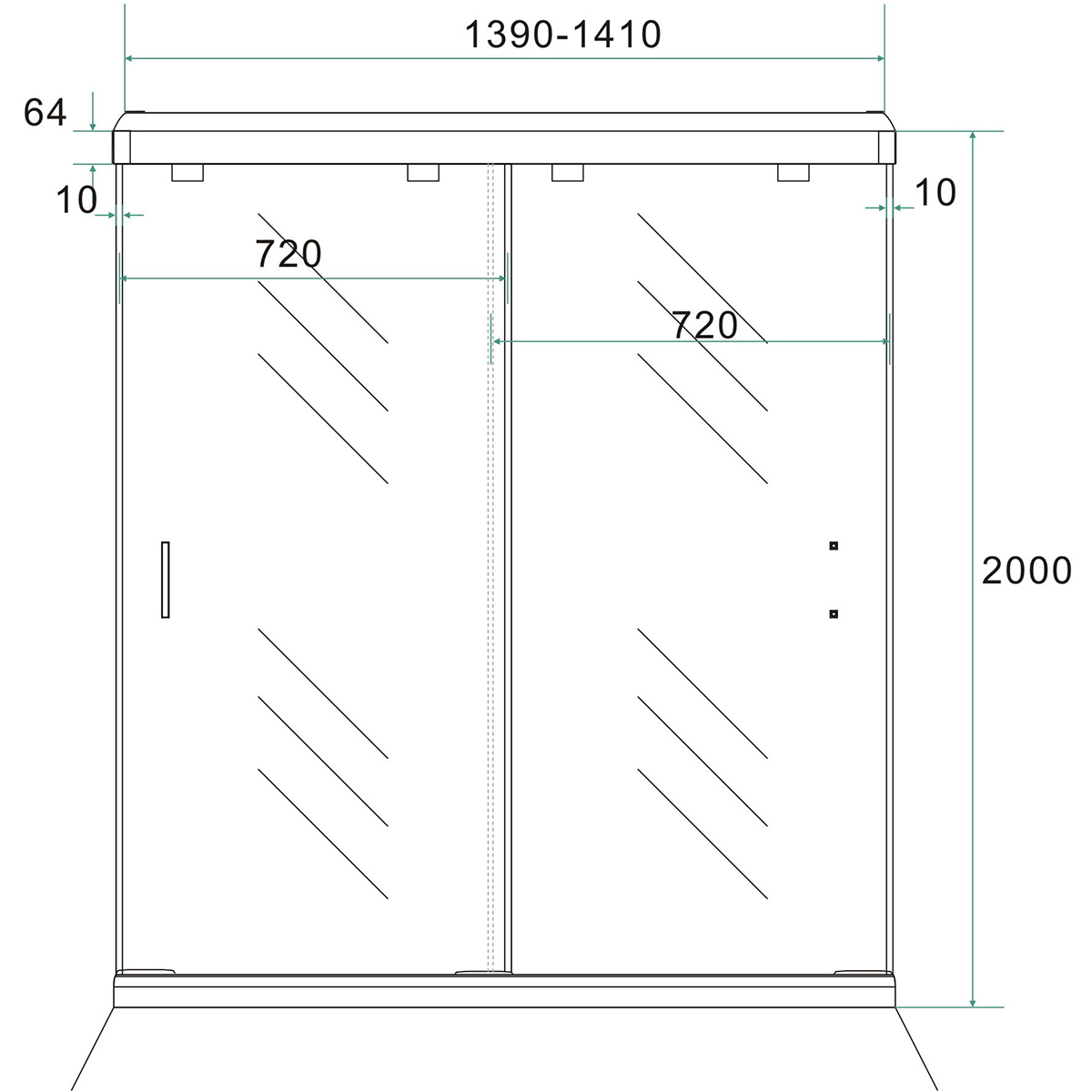 Wiesbaden Dubbele Nis Schuifdeuren - 1400x2000x8mm - NANO