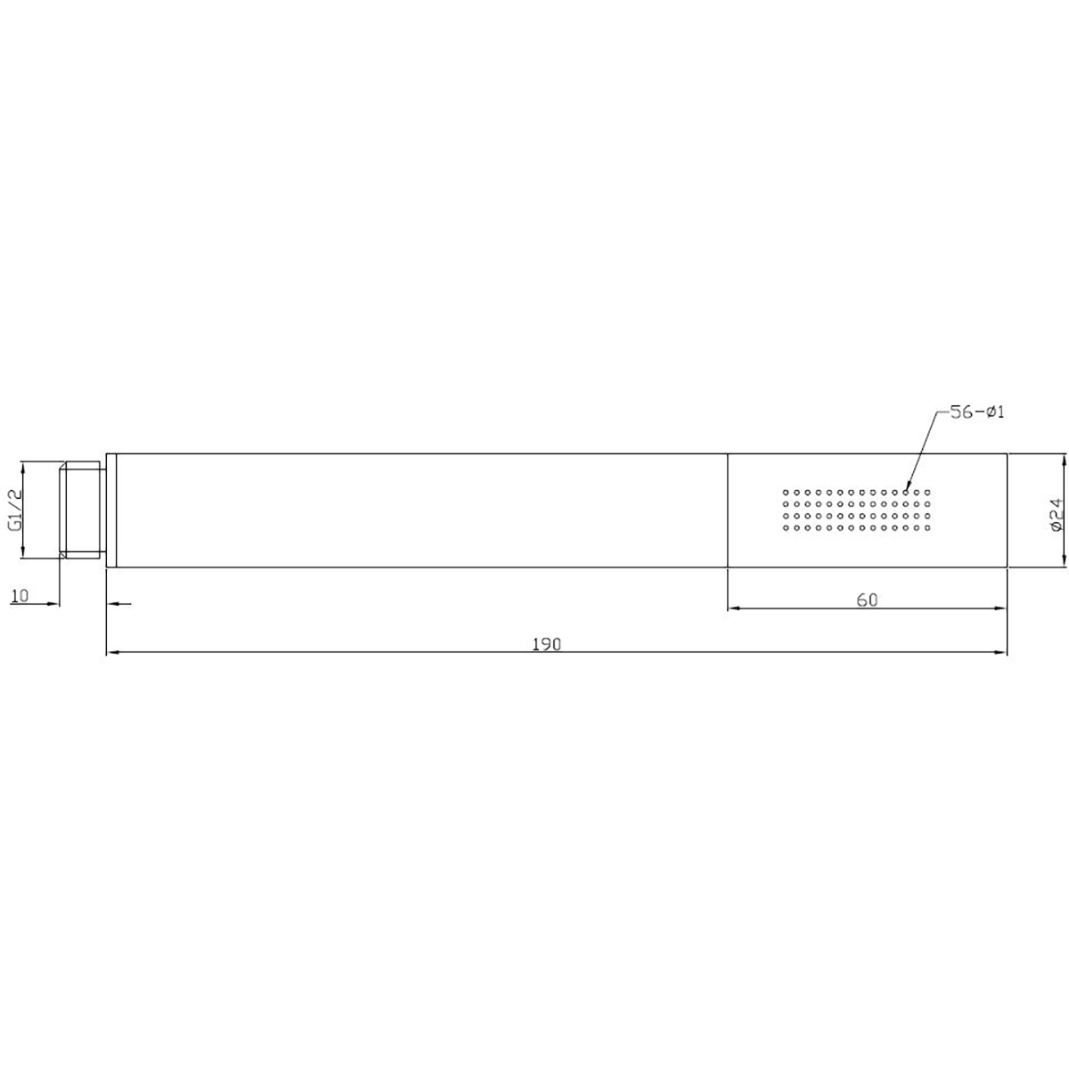 Wiesbaden Handdouche - Vierkant - 1/2 Inch - Messing - Mat Zwart