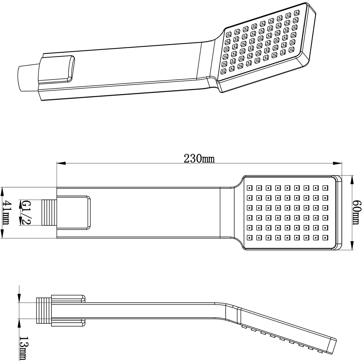 Wiesbaden Handdouche - Vierkant/Plat - 1/2 Inch - Chroom - ABS