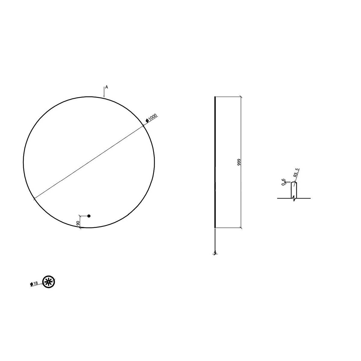 Wiesbaden Novi Spiegel Met LED - Rond - Dimbaar - 100cm - Geborsteld Messing