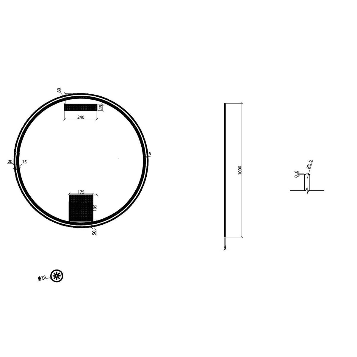 Wiesbaden Novi Spiegel Met LED - Rond - Dimbaar - 100cm - Geborsteld Messing