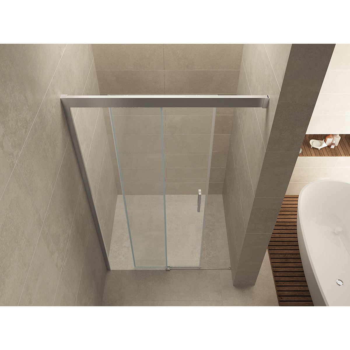 Wiesbaden Puerta Nisdeur Met 1 Schuifdeur - 900x2000x8mm - NANO - Helder Glas/Chroom