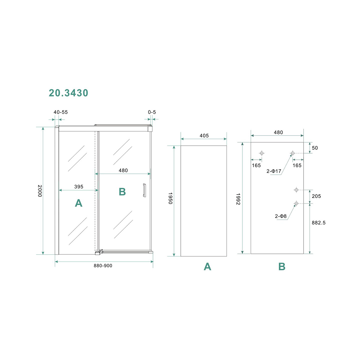 Wiesbaden Puerta Nisdeur Met 1 Schuifdeur - 900x2000x8mm - NANO - Helder Glas/Chroom