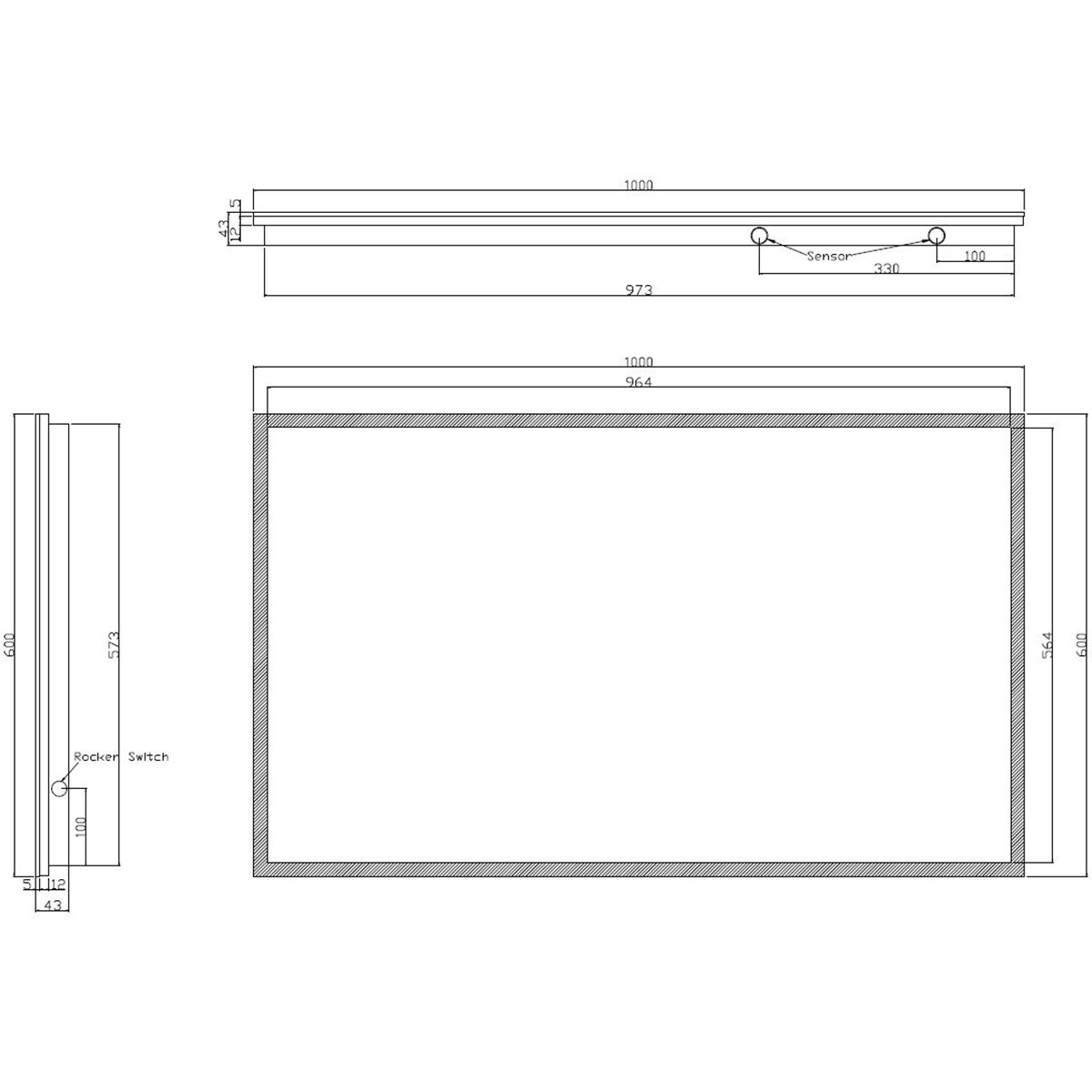 Wiesbaden Quatro Spiegel Met LED - Dimbaar - Spiegelverwarming - Rechthoek - 100x60cm