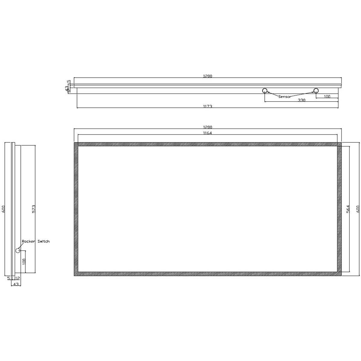 Wiesbaden Quatro Spiegel Met LED - Dimbaar - Spiegelverwarming - Rechthoek - 120x60cm