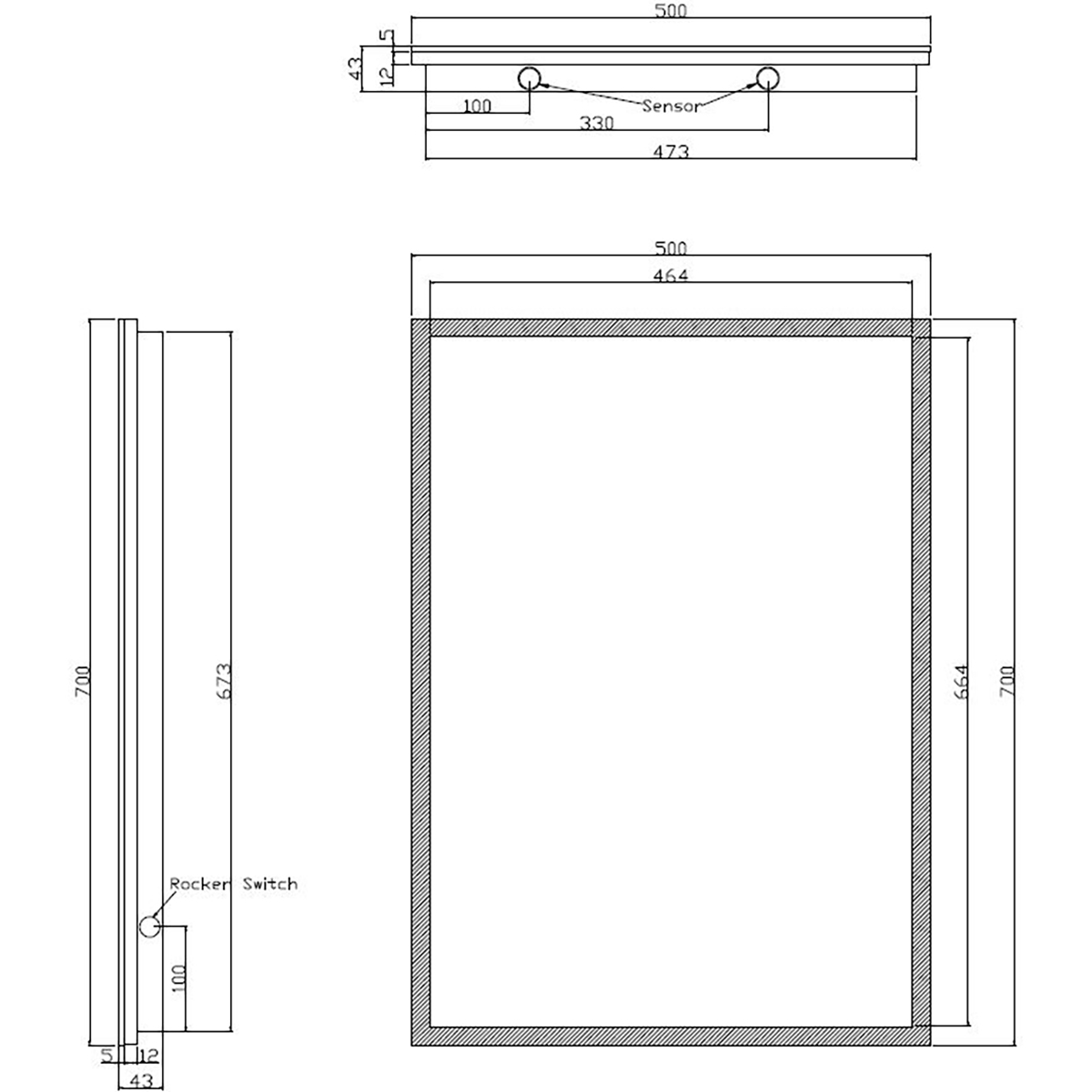 Wiesbaden Quatro Spiegel Met LED - Dimbaar - Spiegelverwarming - Rechthoek - 70x50cm