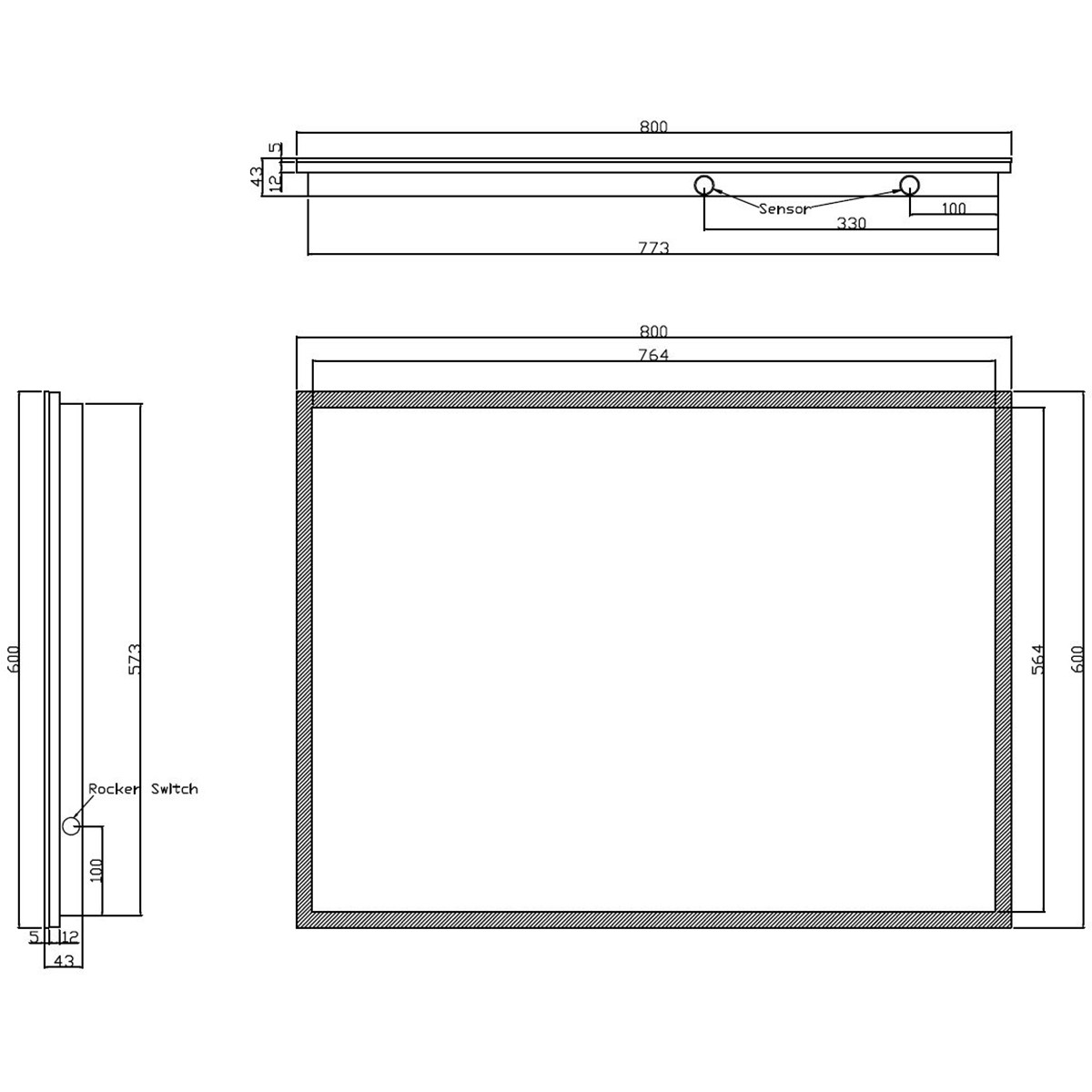 Wiesbaden Quatro Spiegel Met LED - Dimbaar - Spiegelverwarming - Rechthoek - 80x60cm