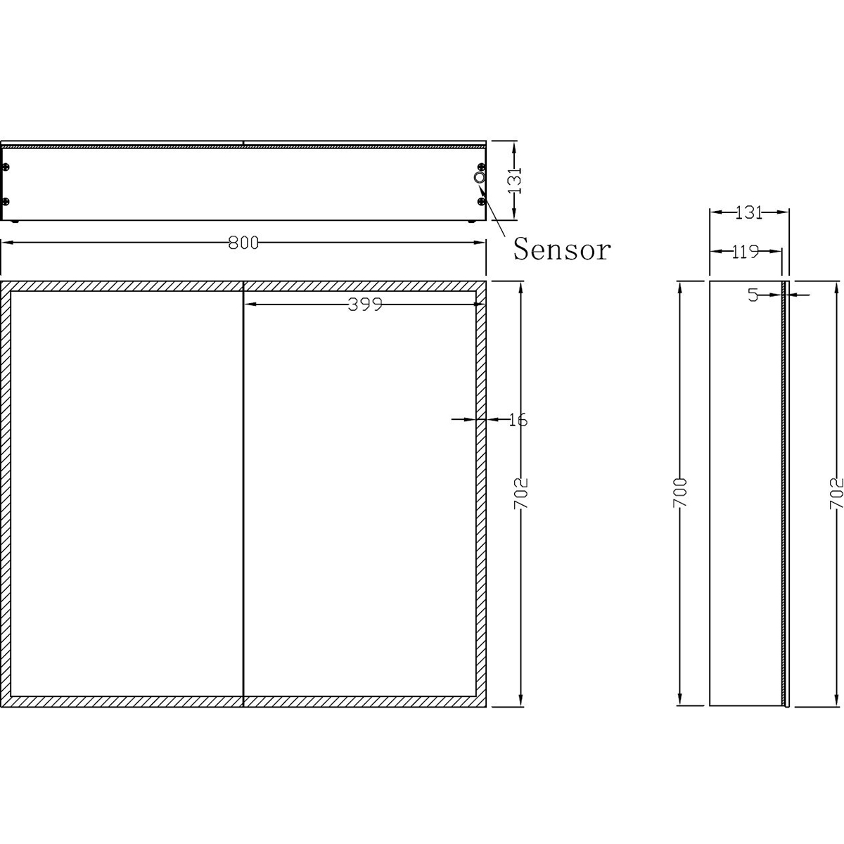 Wiesbaden Quatro Spiegelkast Met LED - Dimbaar - 80x70x13cm