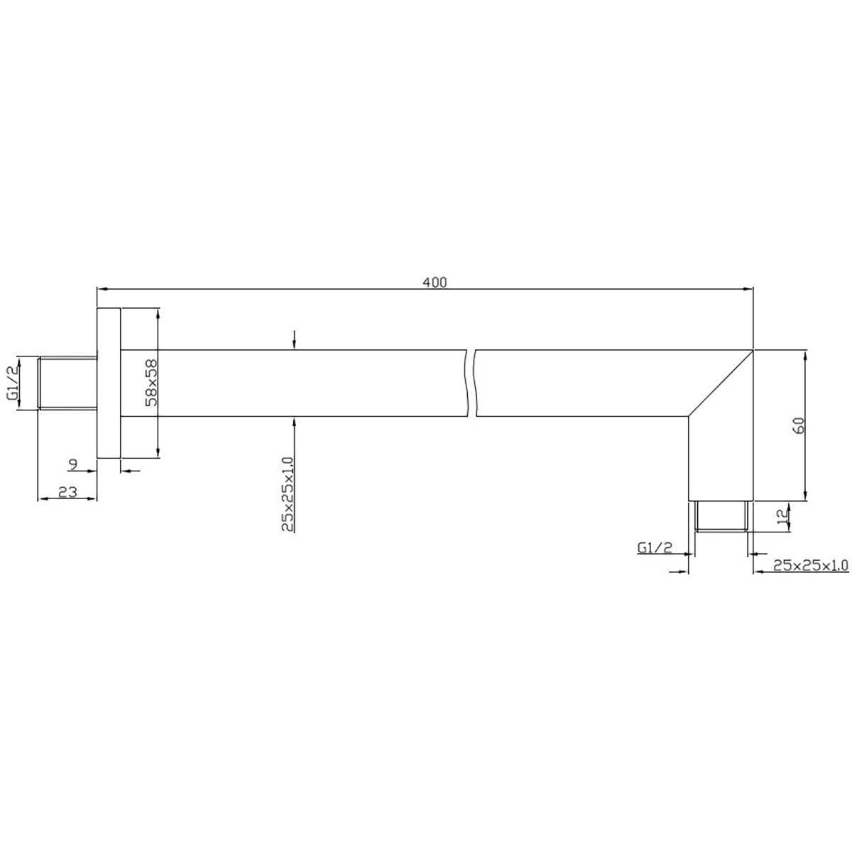 Wiesbaden Rombo Douchearm met Muurbevestiging - 40cm - Chroom