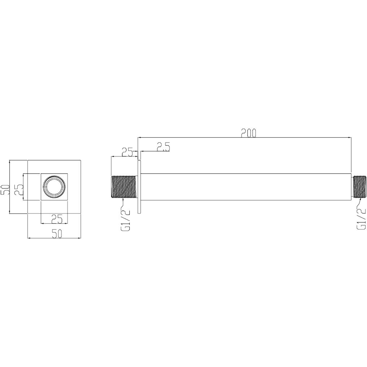 Wiesbaden Rombo Douchearm met Plafondbevestiging - 20cm - Mat Zwart