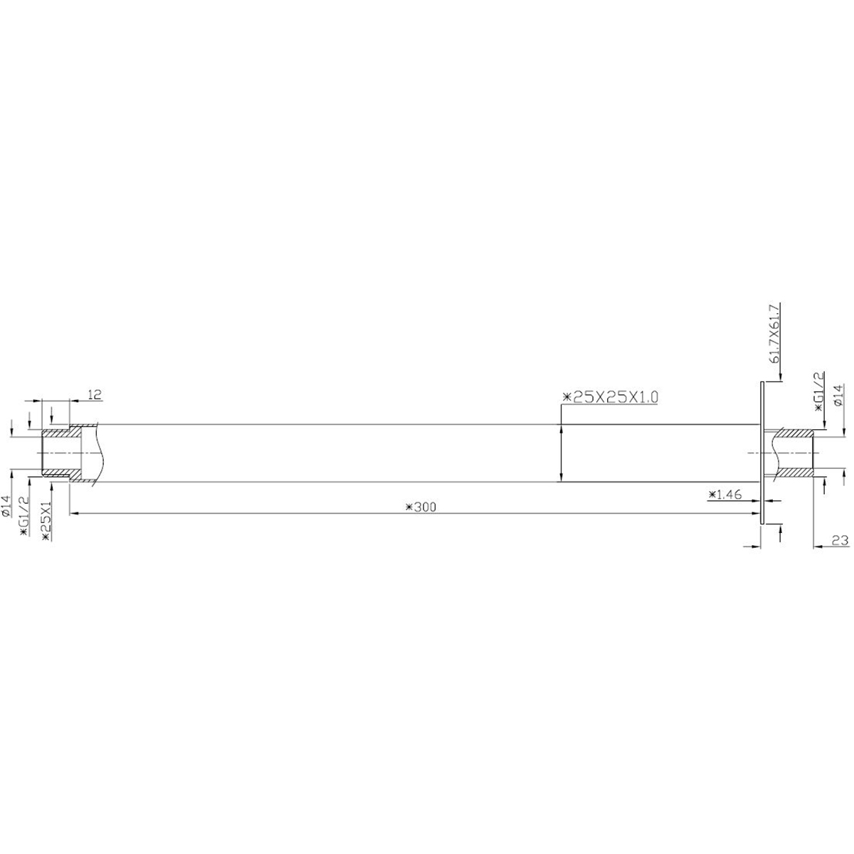 Wiesbaden Rombo Douchearm met Plafondbevestiging - 30cm - Mat Zwart