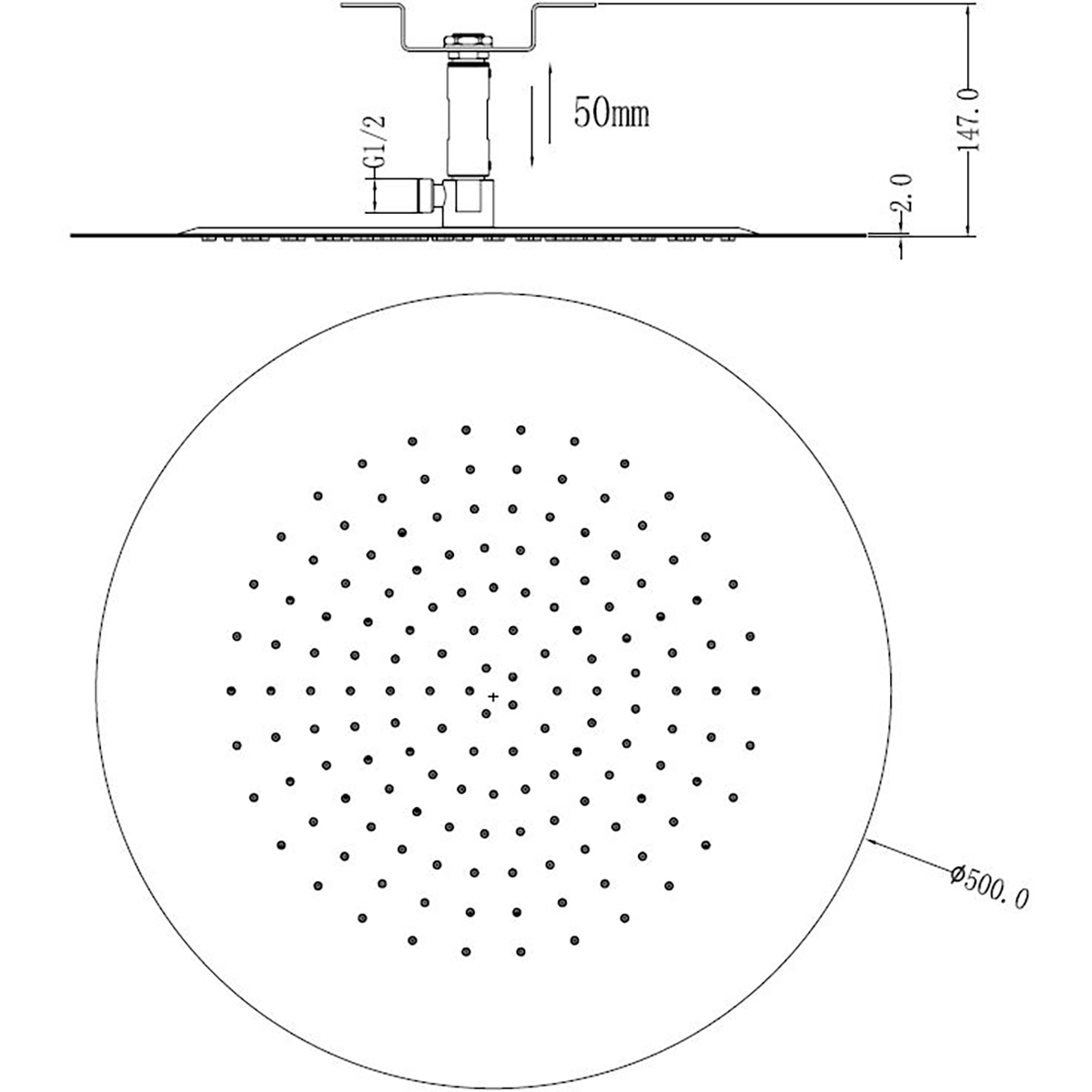 Wiesbaden Ufo Hoofddouche - Plafond - Rond -  Inbouw - 50cm - Chroom