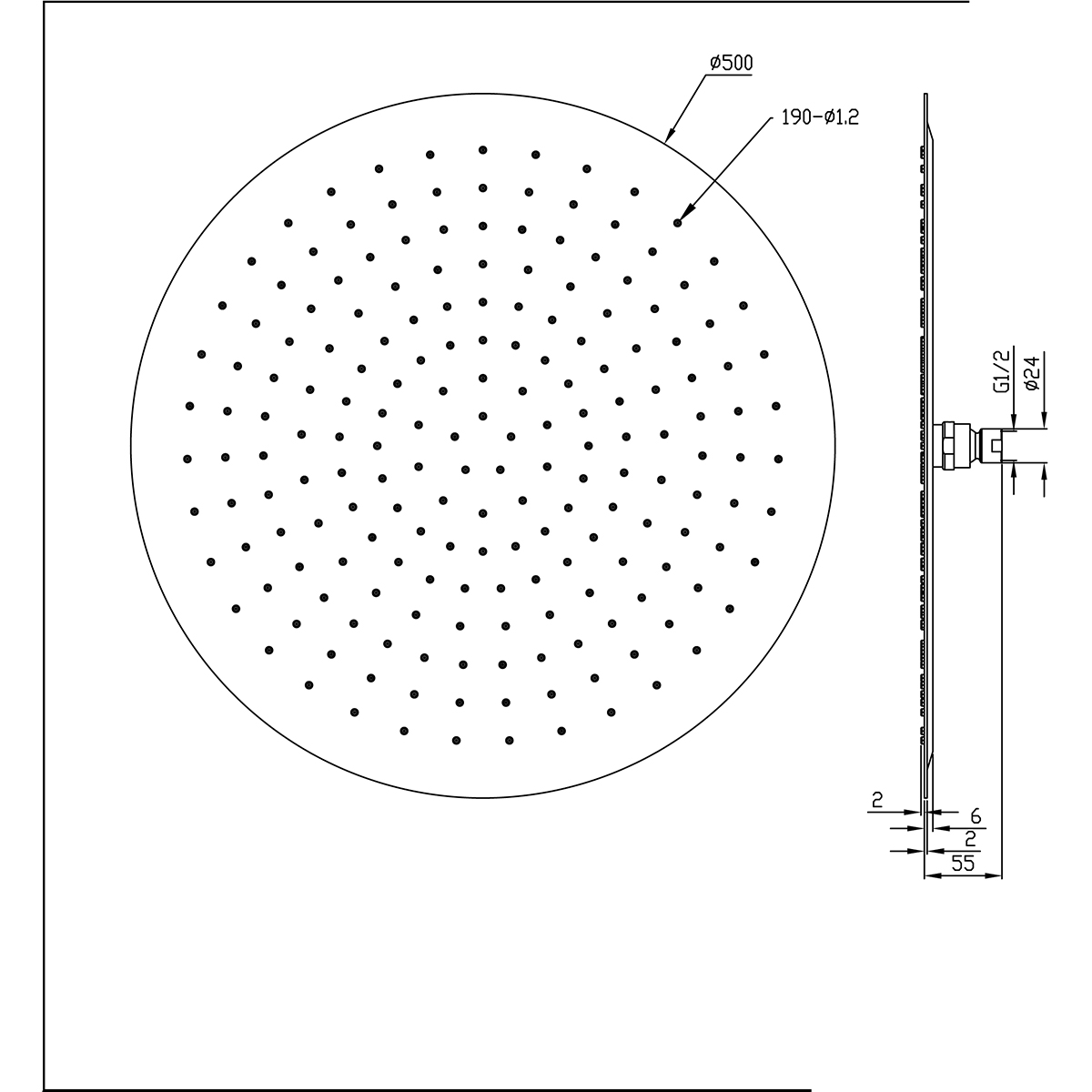 Wiesbaden Ufo Hoofddouche - Rond - 50cm - Chroom