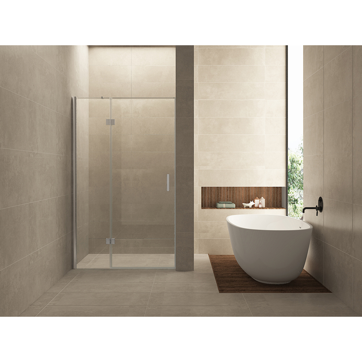 Wiesbaden Vaz Nisdeur Met Vast Deel - 1100x2000x8mm - NANO - Helder Glas - Chroom