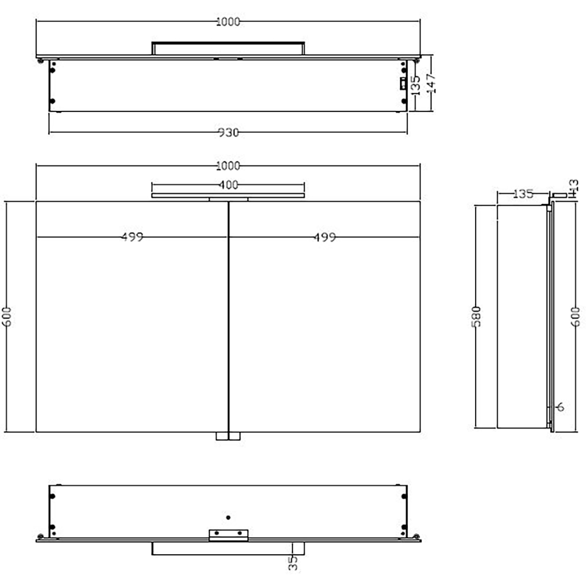 Xellanz Bright Spiegelkast Met LED - 100x60x14cm