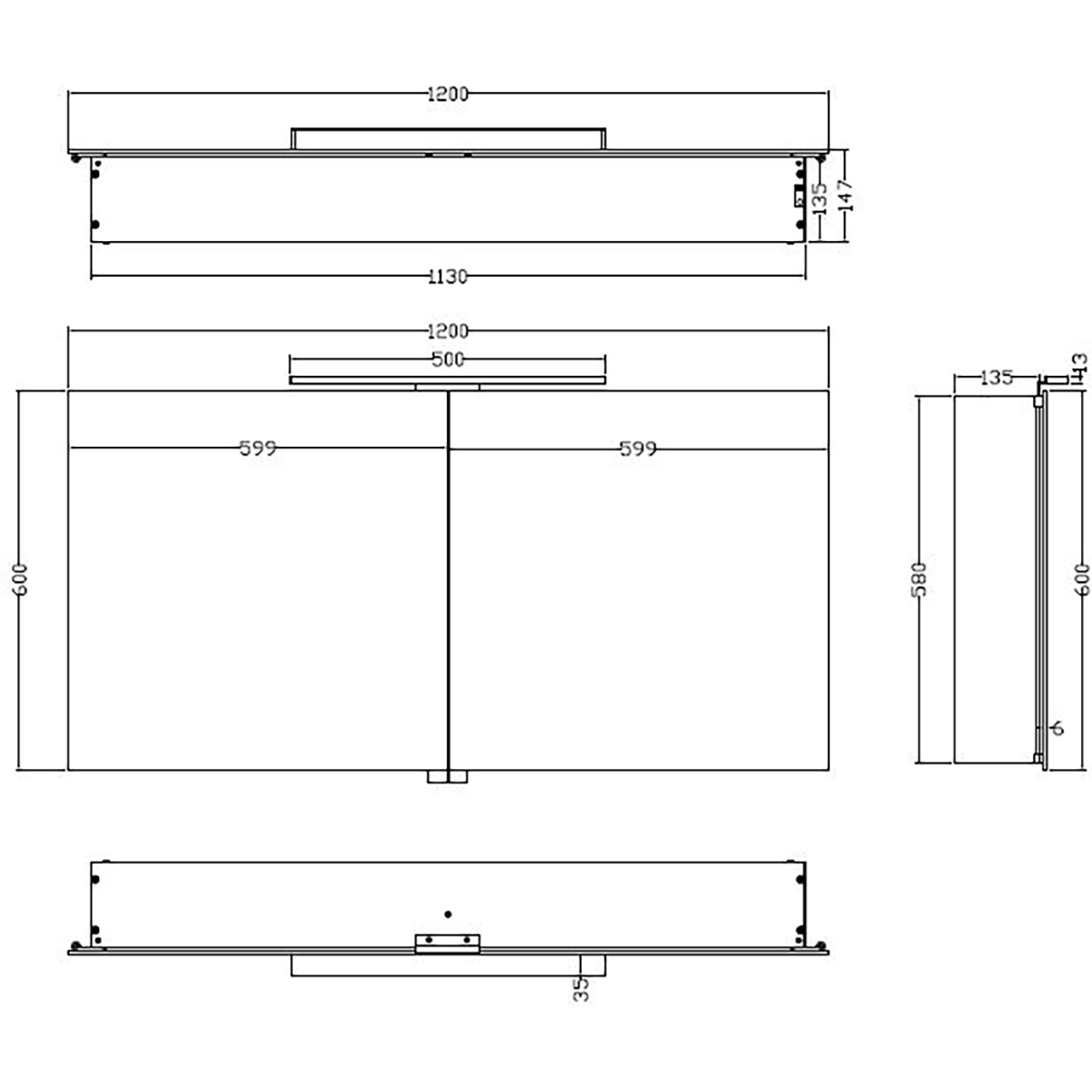 Xellanz Bright Spiegelkast Met LED - 120x60x14cm