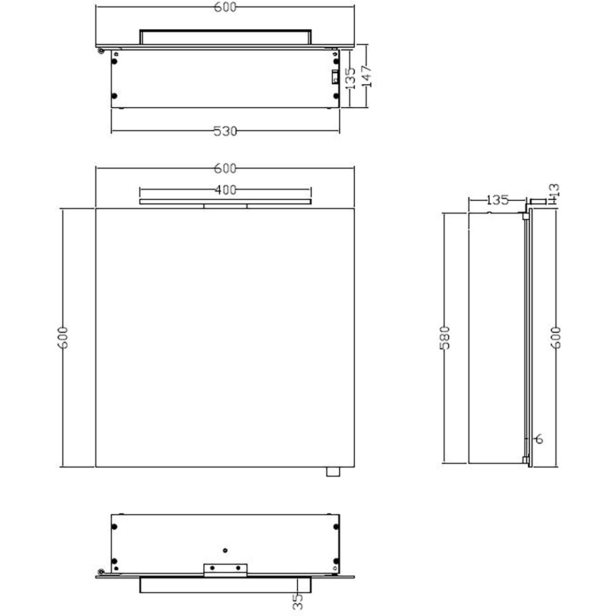 Xellanz Bright Spiegelkast met LED - 60x60x14cm