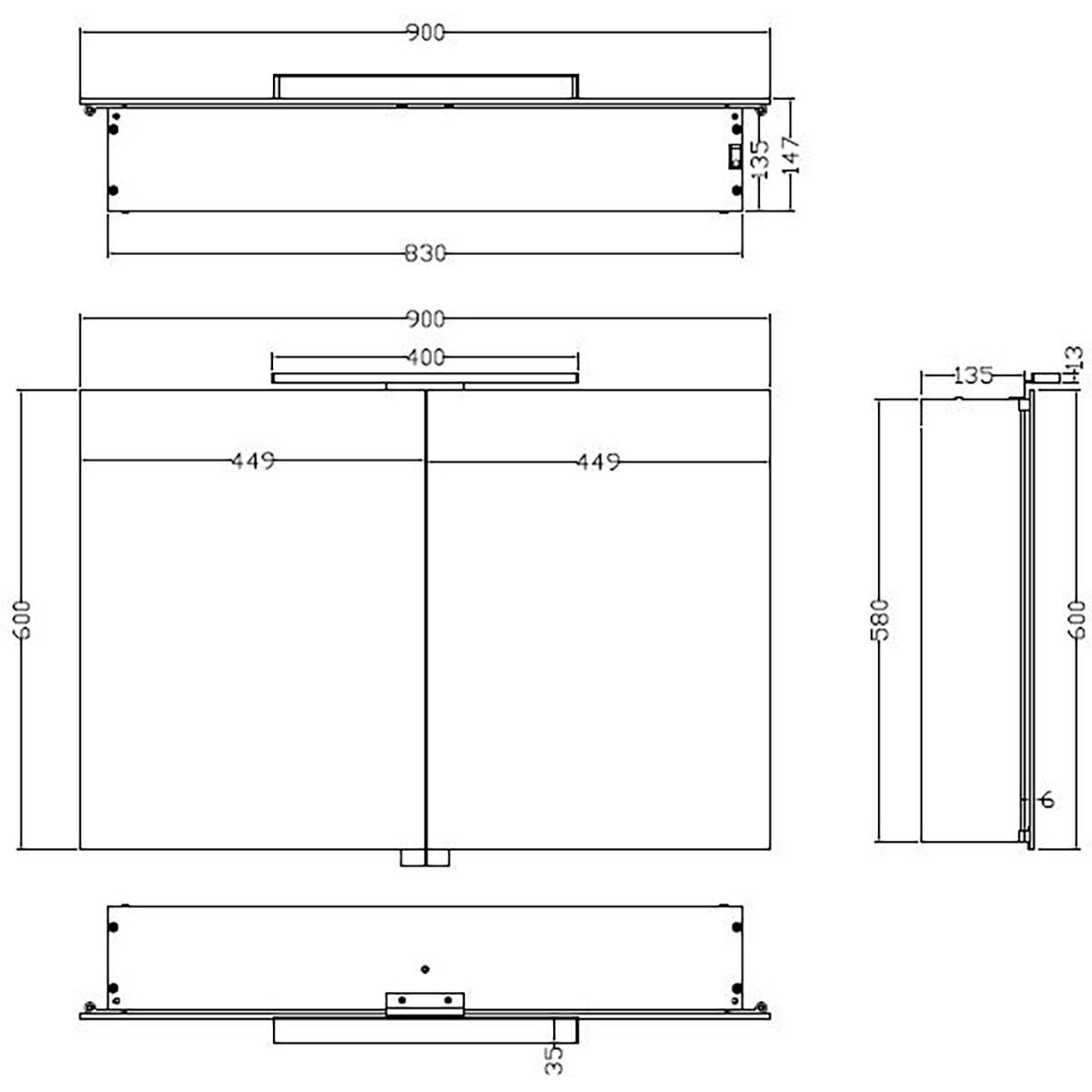 Xellanz Bright Spiegelkast Met LED - 90x60x14cm