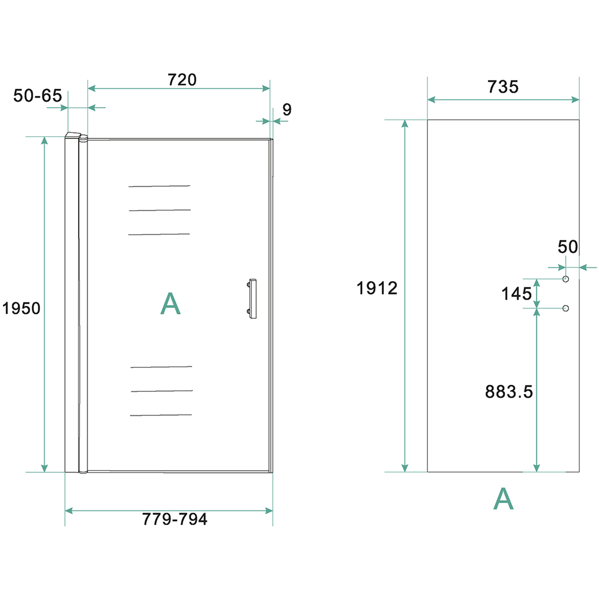 Xellanz Cerra Eco Nisdeur - 800x1950x6mm - Helder Glas/Chroom